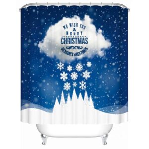 Fancy Vivid Cloud and Snowflake Shower Curtain