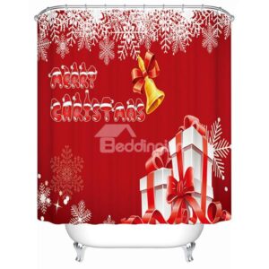 Festive Red Christmas Bell and Presents Shower Curtain