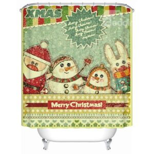 Lovely Brisk Santa and Snowmen Shower Curtain
