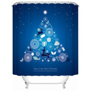 Unique Design Darkblue Chirstmas Night View Shower Curain