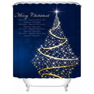 Graceful Unique Design Golden Christmas Tree Shower Curain