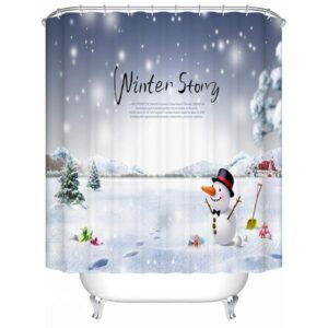 Brisk Pretty Concise Christmas Snow View Shower Curain
