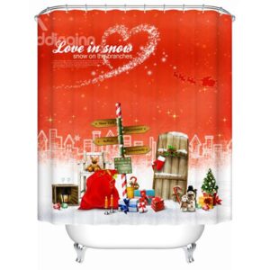 Wonderful Festive Chritmas Presents Station Shower Curain