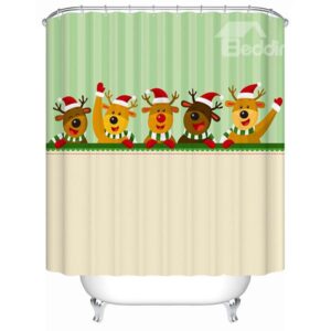 Happy Five Cartoon Cute Deers Shower Curtain