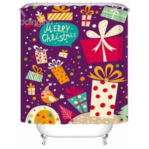 Fashion Vivid Colorful Christmas Presents Shower Curtain