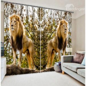Lifelike Lion Print 3D Energy Saving Curtain