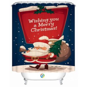Peaceful Christmas Night with a Funny Santa Shower Curtain