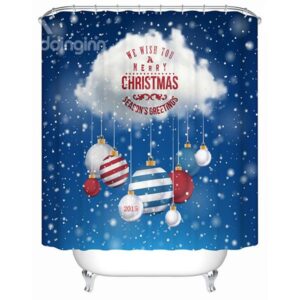 Creative Design Christmas Flying Cloud and Baubles Shower Curtain