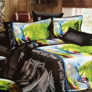 Peacocks Print Noble Jacquard 4-Piece Polyester Duvet Cover Sets
