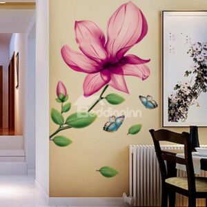 Gorgeous Extra Large Lily Flower and Butterfly TV Background Removable Wall Stickers