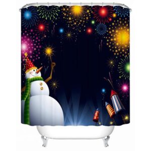 Wonderful Fabulous Snowman in Christmas Night Shower Curain