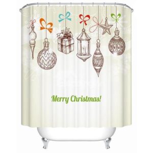 Charming Simple Christmas Baubles and Presents Shower Curain