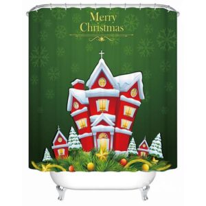 Peaceful Lovely Cute Christmas House Shower Curain