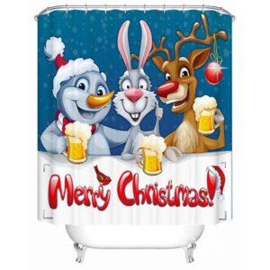 Adorable Lovely Cartoon Christmas Animals Shower Curtain