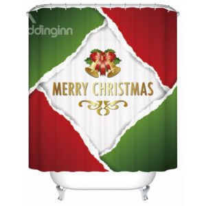 Concise Color Patchwork Red Green and White Shower Curtain