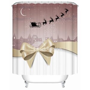 Graceful Peaceful Bowknot and Flying Deers Shower Curtain