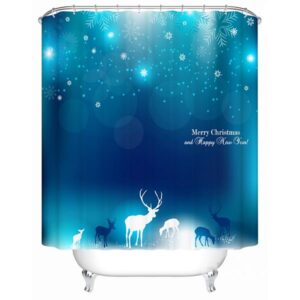 Fabulous Dreamlike Mysterious Deers and Snowflake Shower Curtain