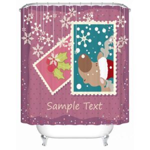Brisk Cute Cartoon Deer and Snowflake Shower Curtain