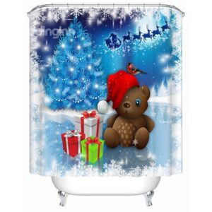 Wonderful Dreamlike Lovely Bear and Presents Shower Curtain
