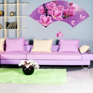 Fabulous Unique Magnolia Flower Pattern Fan-Shaped Removable Wall Sticker