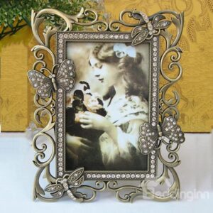 Classical Vintage Metal Artwork Butterfly Pattern Desktop Photo Frame