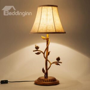 Vintage American Style Iron Branch and Bird Design Table Lamp