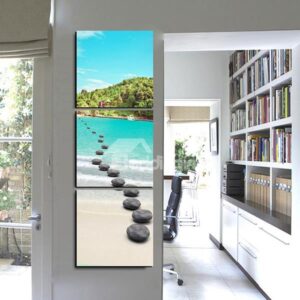 Creative Natural Scenery Crystal Lake and Pebbles 3-Panel Canvas Wall Art Prints