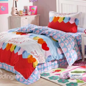 Dreamy Heart Shape Pattern Kids Soft Cotton Duvet Cover Set