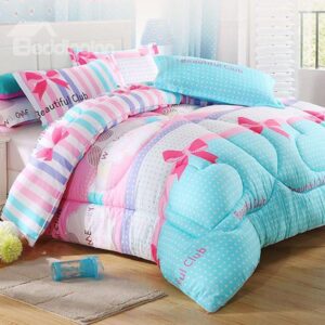 Adorable Polka Dots Bowknot Print Polyester Quilt