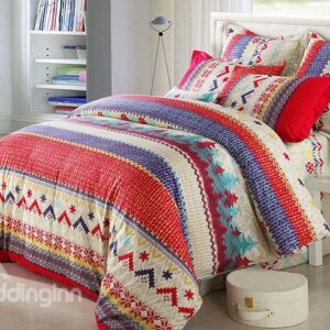 Classy Christmas Tree Snowflake Print Cotton 4-Piece Duvet Cover Sets
