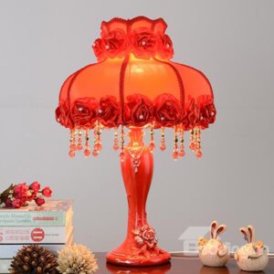 Gorgeous Romantic Roses and Crystal Decoration Bedroom Table Lamp Gifts Ideas