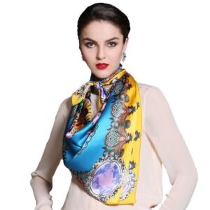 Bright Color Damask Mulberry Silk Square Scarf