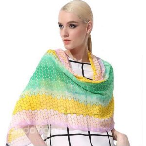 Fresh Rainbow Color Mulberry Silk Long Scarf