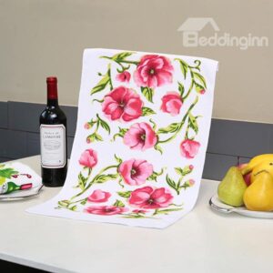 Classical Chic Fresh Pink Flower Ultrafine Fiber Tower