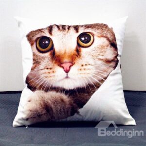 Vivid Lovely 3D Cat Print Plush Throw Pillow