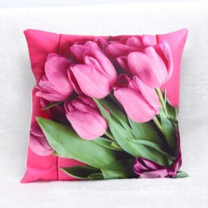 3D Pink Tulips Print Comfy Throw Pillow Case