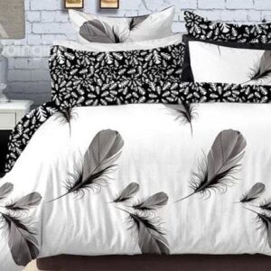 European Concise Style Feather Print 4-Piece Cotton Duvet Cover Sets