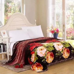 European Style Colorful Flowers Design Polyester Blanket