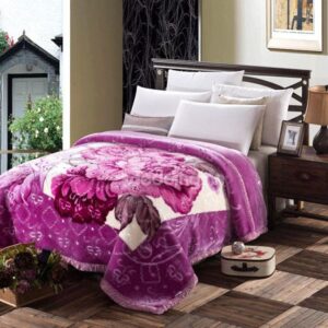Super Thick and Warm Purple Peony Print Blanket
