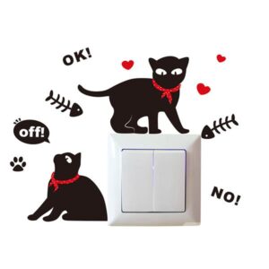 Creative Cartoon Black Cat 2-Piece Light Switch Sticker