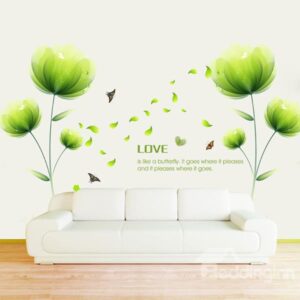 Stunning Green Flower Bedroom TV Wall Decoration Removable Wall Sticker