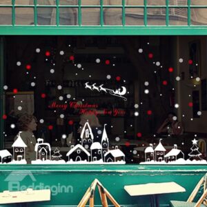 Festival Snowy Little Town Christmas Decoration Window Glass Removable Wall Sticker
