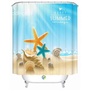 Glamorous Shining Scenery Starfish and Shell 3D Shower Curtain