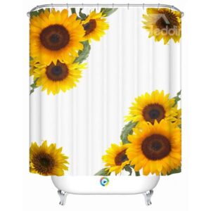 Attractive Modern Happy Sunflowers 3D Shower Curtain