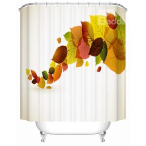 Modern Pretty Concise Colorful Leaves 3D Shower Curtain