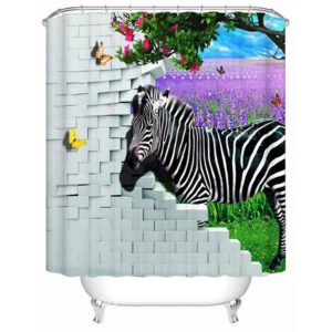 Wonderful Fabulous Lavender Sea and Zebra 3D Shower Curtain