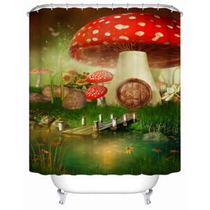 Fantastic Rural Style Fairytale Big Mushroom 3D Shower Curtain