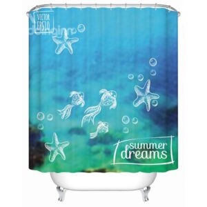 Brisk Concise Hand-drawn Goldfish 3D Shower Curtain