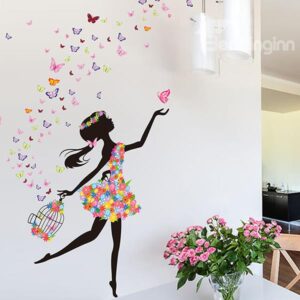 Wonderful Flower Fairy and Butterfly Bedroom Nursery Removable Wall Sticker
