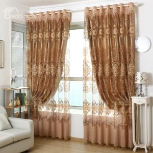 Super Elegant Coffee Color Custom Sheer Curtain
